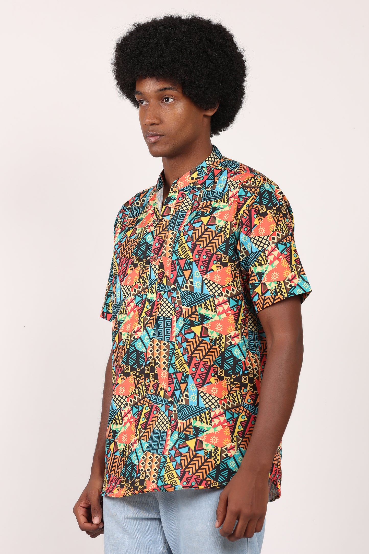 Camisa de Hombre Afrocaribeño Carnaval Cuello Chino