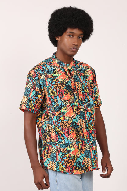 Camisa de Hombre Afrocaribeño Carnaval Cuello Chino