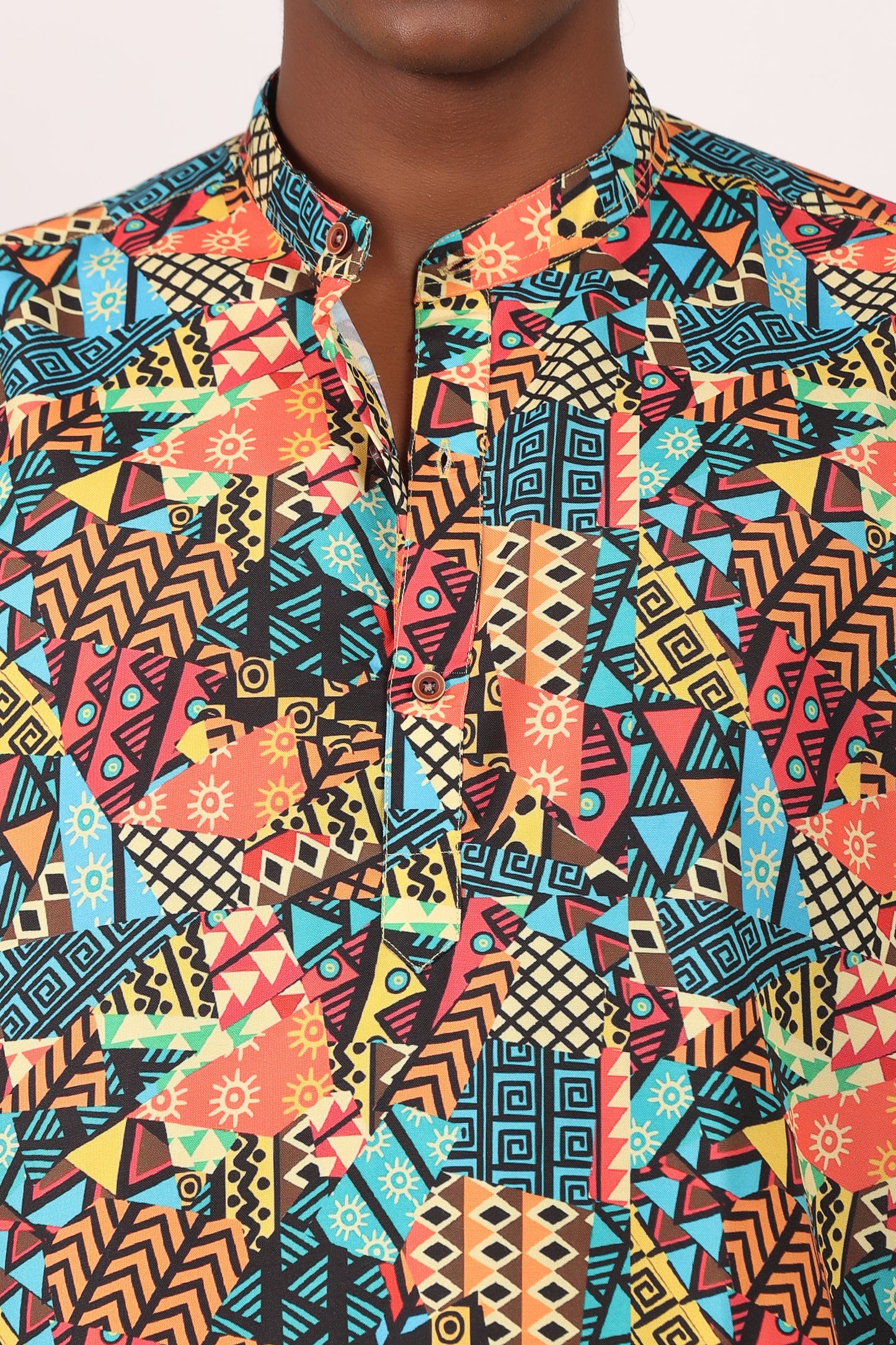 Camisa de Hombre Afrocaribeño Carnaval Cuello Chino