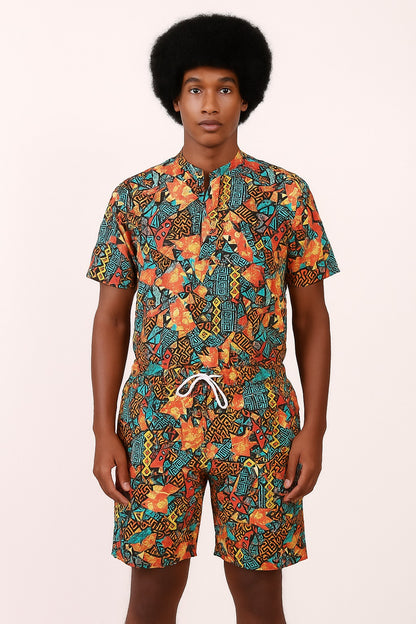 Camisa de Hombre Afrocaribeño Carnaval Cuello Chino