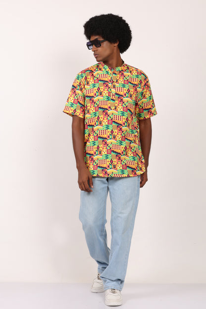 Camisa de Hombre Afrocaribeño Carnaval Cuello Chino