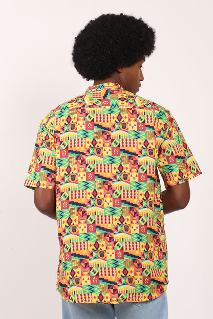Camisa de Hombre Afrocaribeño Carnaval Cuello Chino