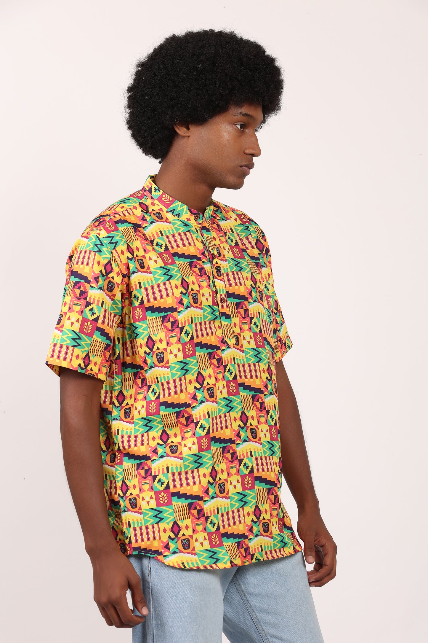 Camisa de Hombre Afrocaribeño Carnaval Cuello Chino