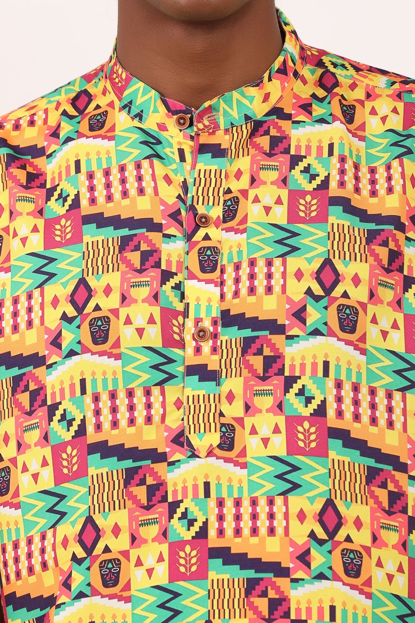 Camisa de Hombre Afrocaribeño Carnaval Cuello Chino