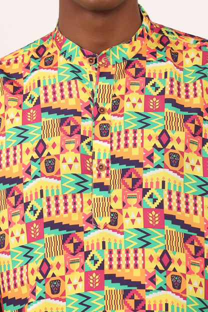 Camisa de Hombre Afrocaribeño Carnaval Cuello Chino