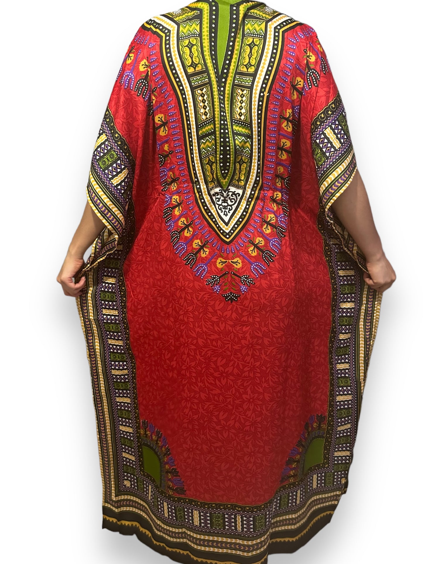 Vestido Largo Estampado Afrocaribeño Rojo