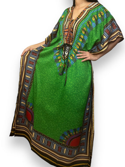 Vestido Largo Estampado Afrocaribeño Verde
