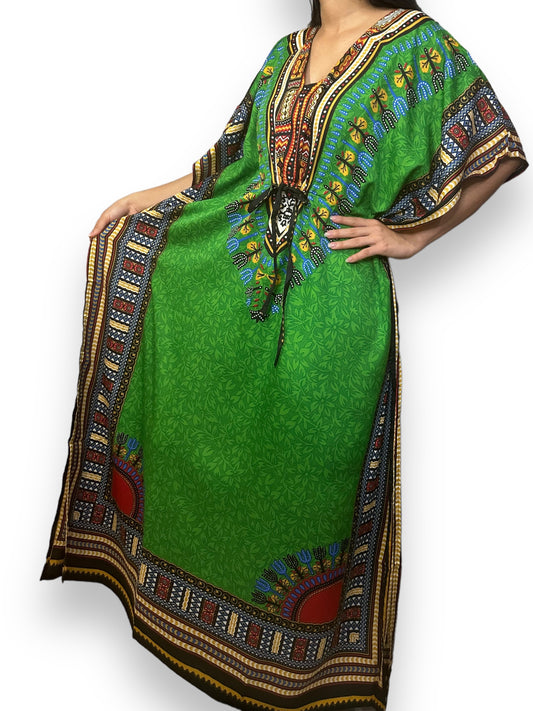Vestido Largo Estampado Afrocaribeño Verde