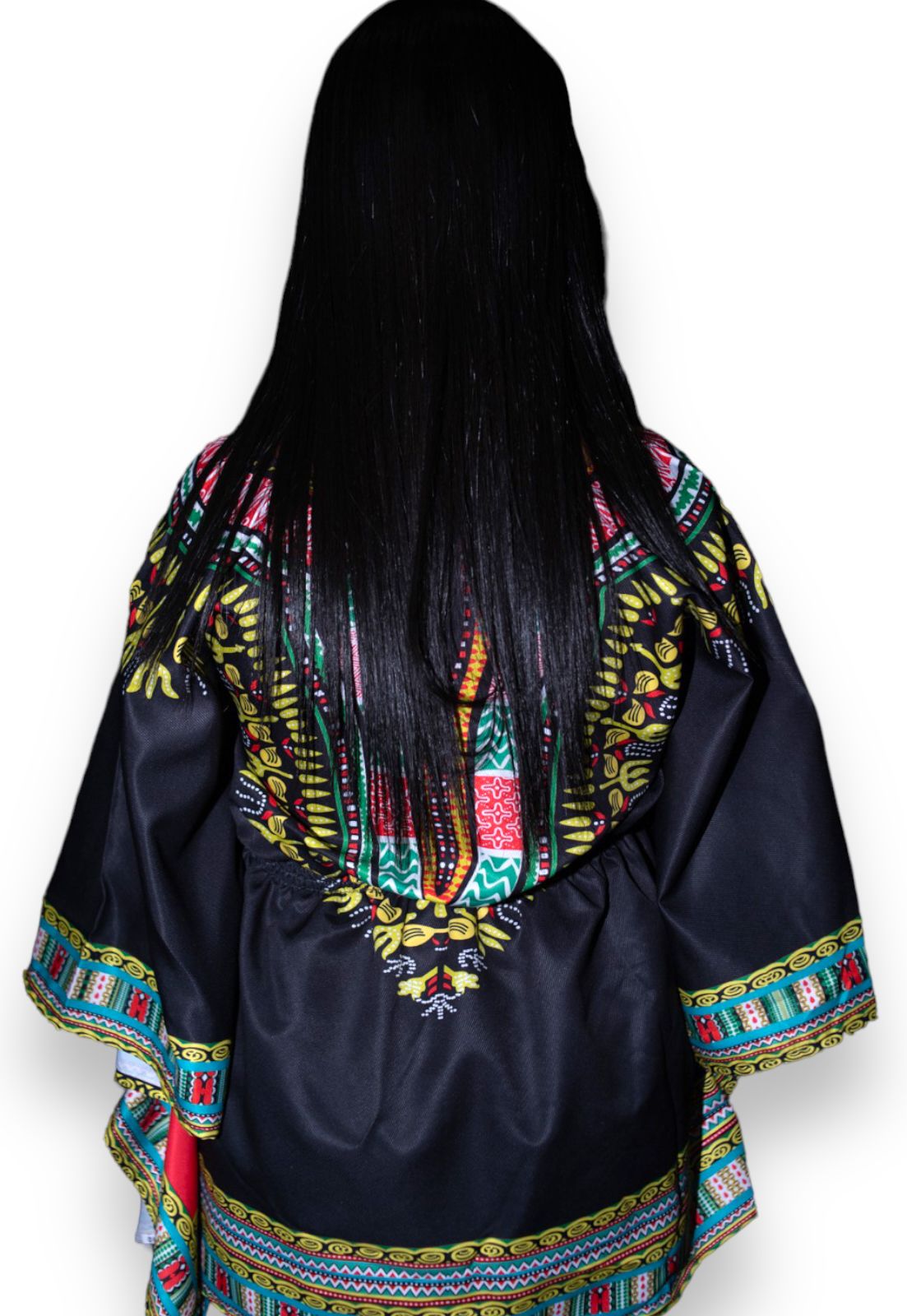 Blusa Top de Dama Afrocaribeño Estampado Negro