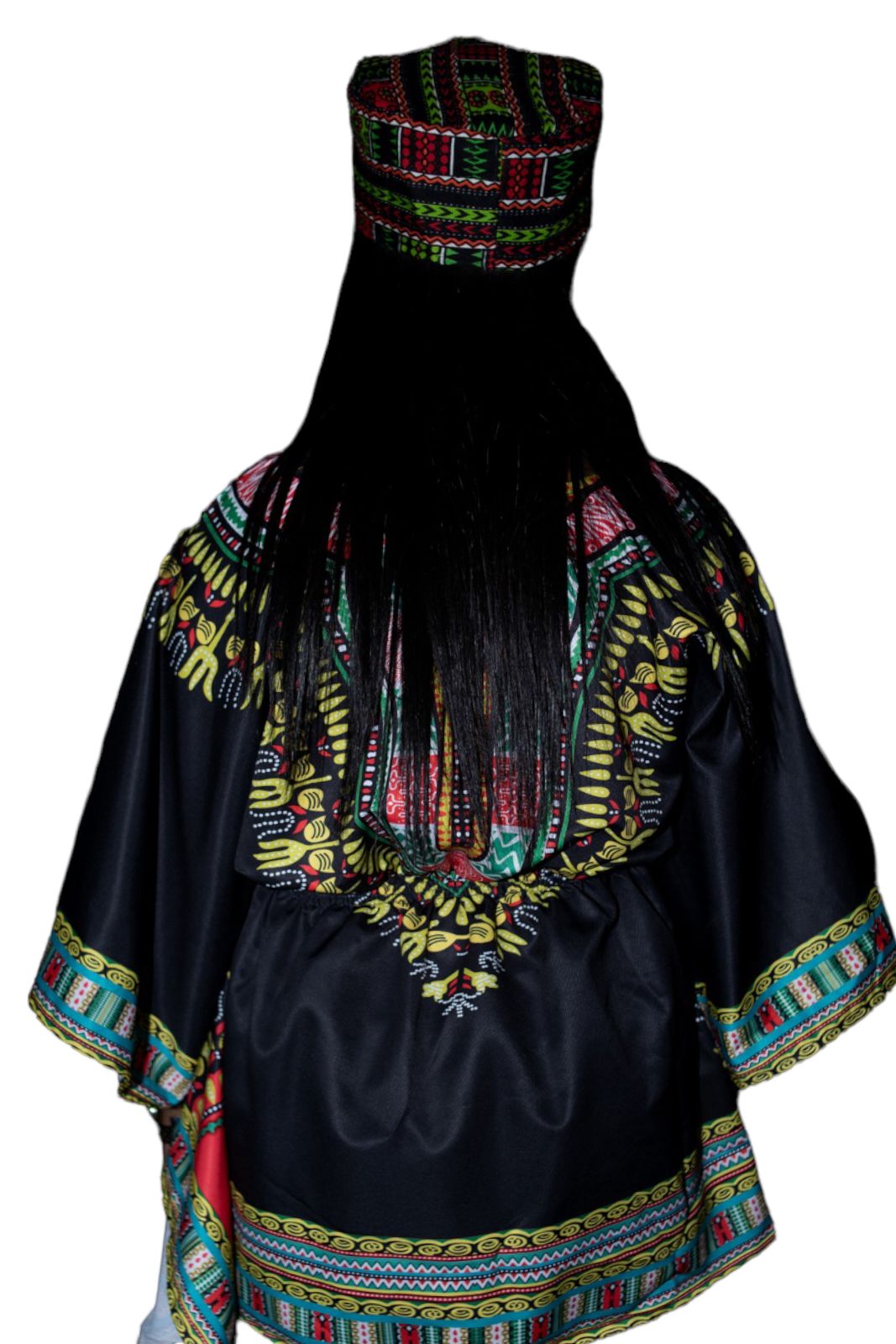 Blusa Top de Dama Afrocaribeño Estampado Negro