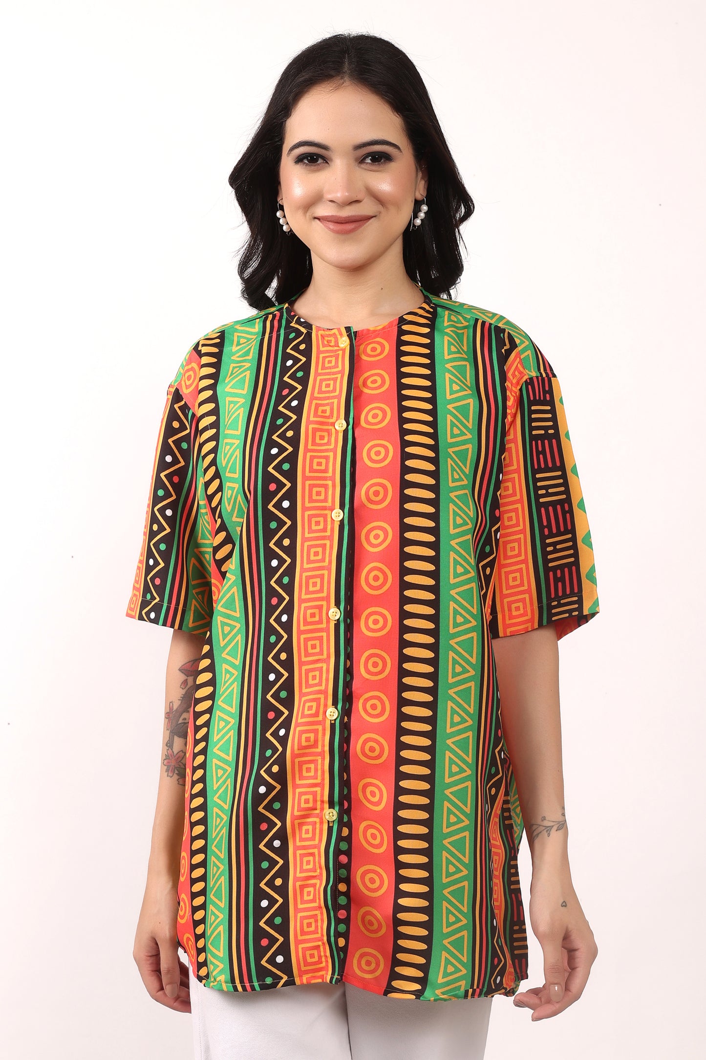 Blusa Afrocaribeña de Dama Estampado Afrocaribeño Carnaval