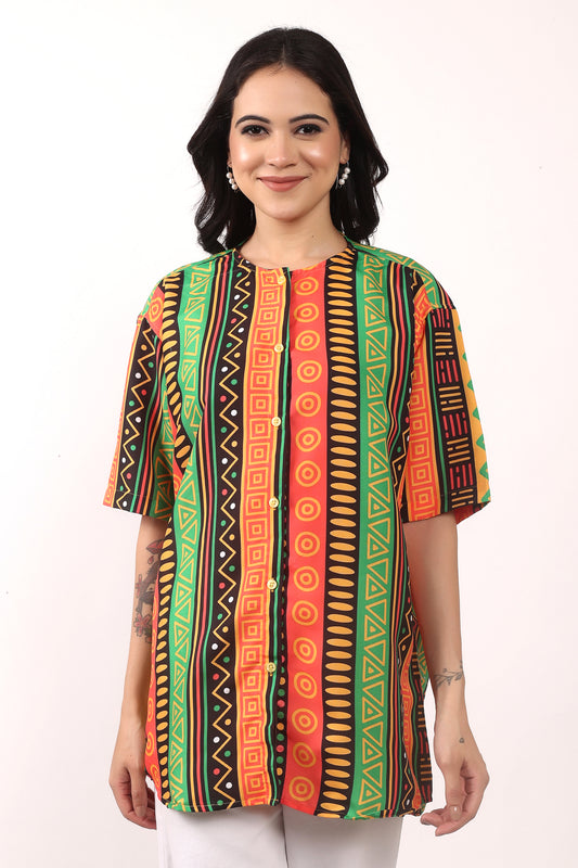 Blusa Afrocaribeña de Dama Estampado Afrocaribeño Carnaval