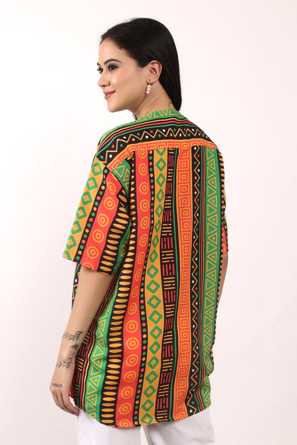 Blusa Afrocaribeña de Dama Estampado Afrocaribeño Carnaval