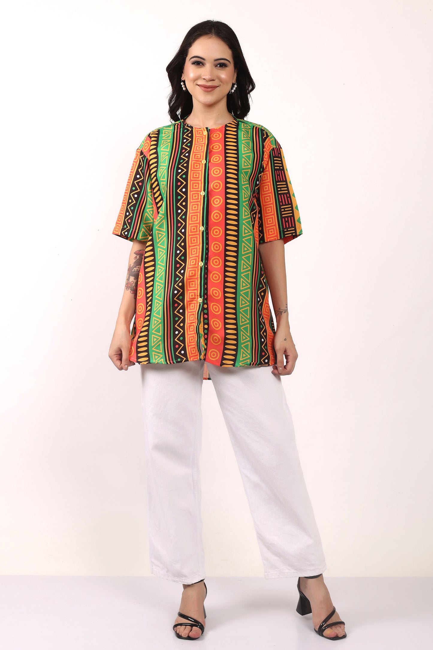 Blusa Afrocaribeña de Dama Estampado Afrocaribeño Carnaval