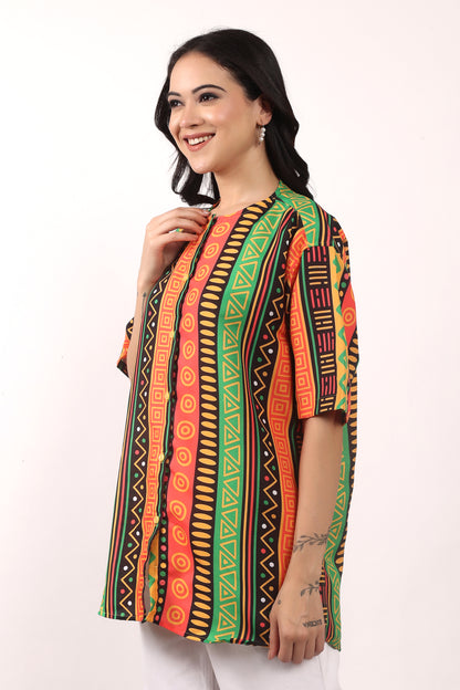 Blusa Afrocaribeña de Dama Estampado Afrocaribeño Carnaval