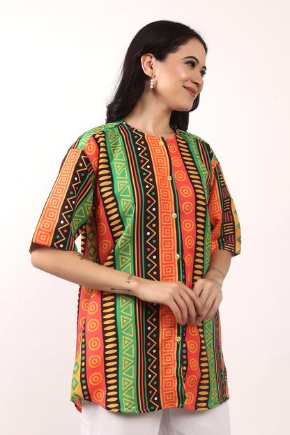 Blusa Afrocaribeña de Dama Estampado Afrocaribeño Carnaval