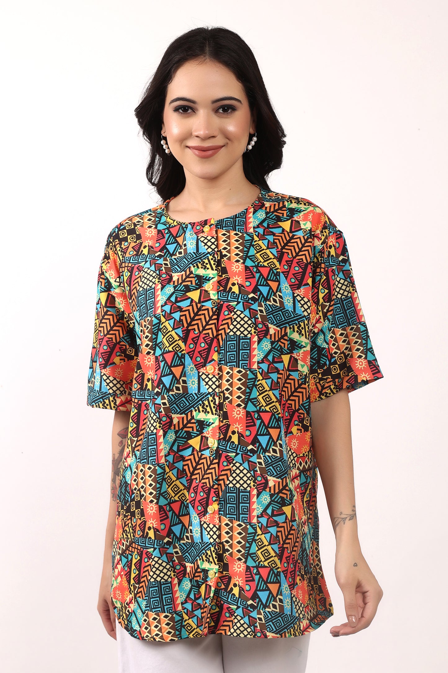 Blusa Afrocaribeña de Dama Estampado Afrocaribeño Carnaval