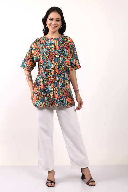 Blusa Afrocaribeña de Dama Estampado Afrocaribeño Carnaval