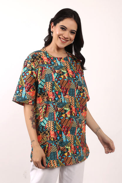 Blusa Afrocaribeña de Dama Estampado Afrocaribeño Carnaval