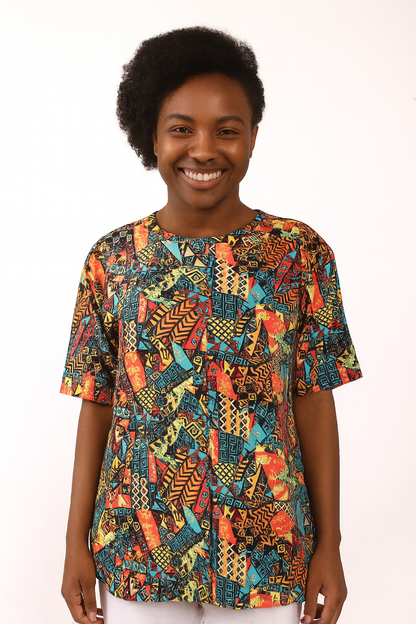Blusa Afrocaribeña de Dama Estampado Afrocaribeño Carnaval