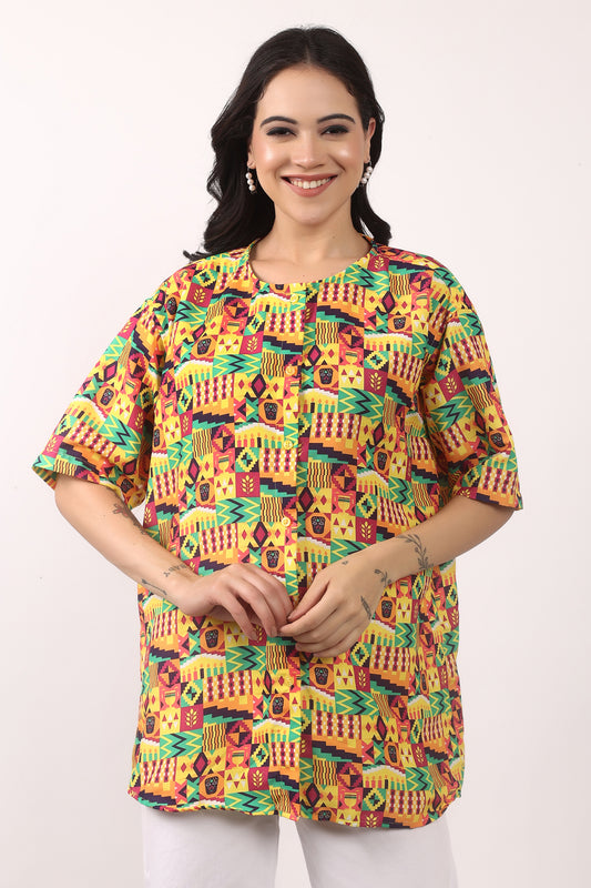 Blusa Afrocaribeña de Dama Estampado Afrocaribeño Carnaval
