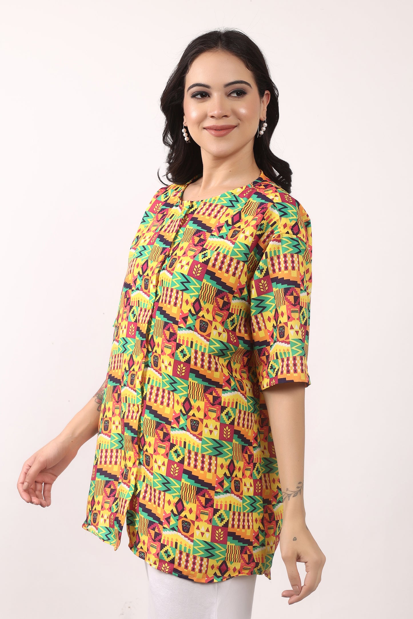 Blusa Afrocaribeña de Dama Estampado Afrocaribeño Carnaval
