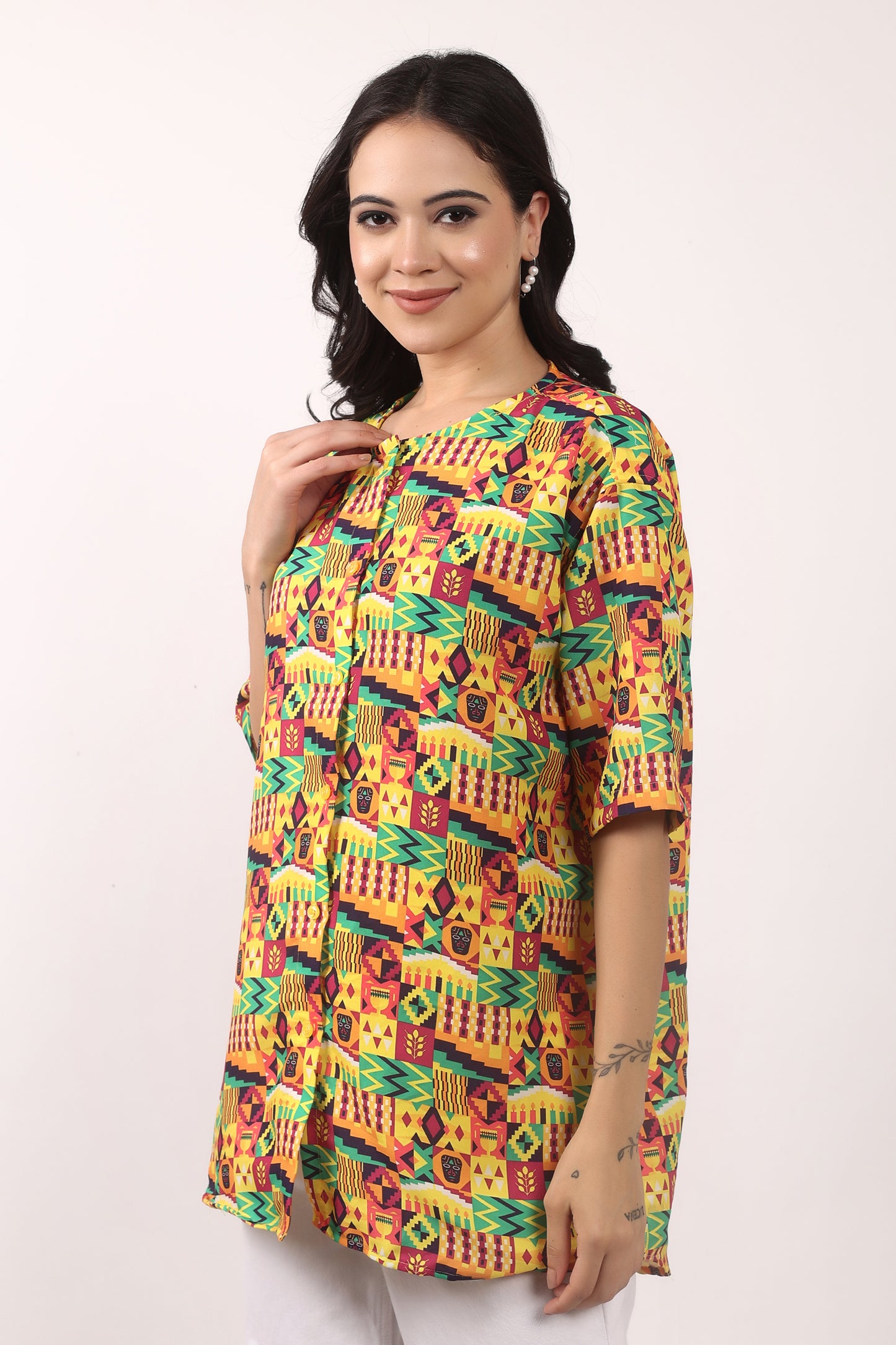 Blusa Afrocaribeña de Dama Estampado Afrocaribeño Carnaval