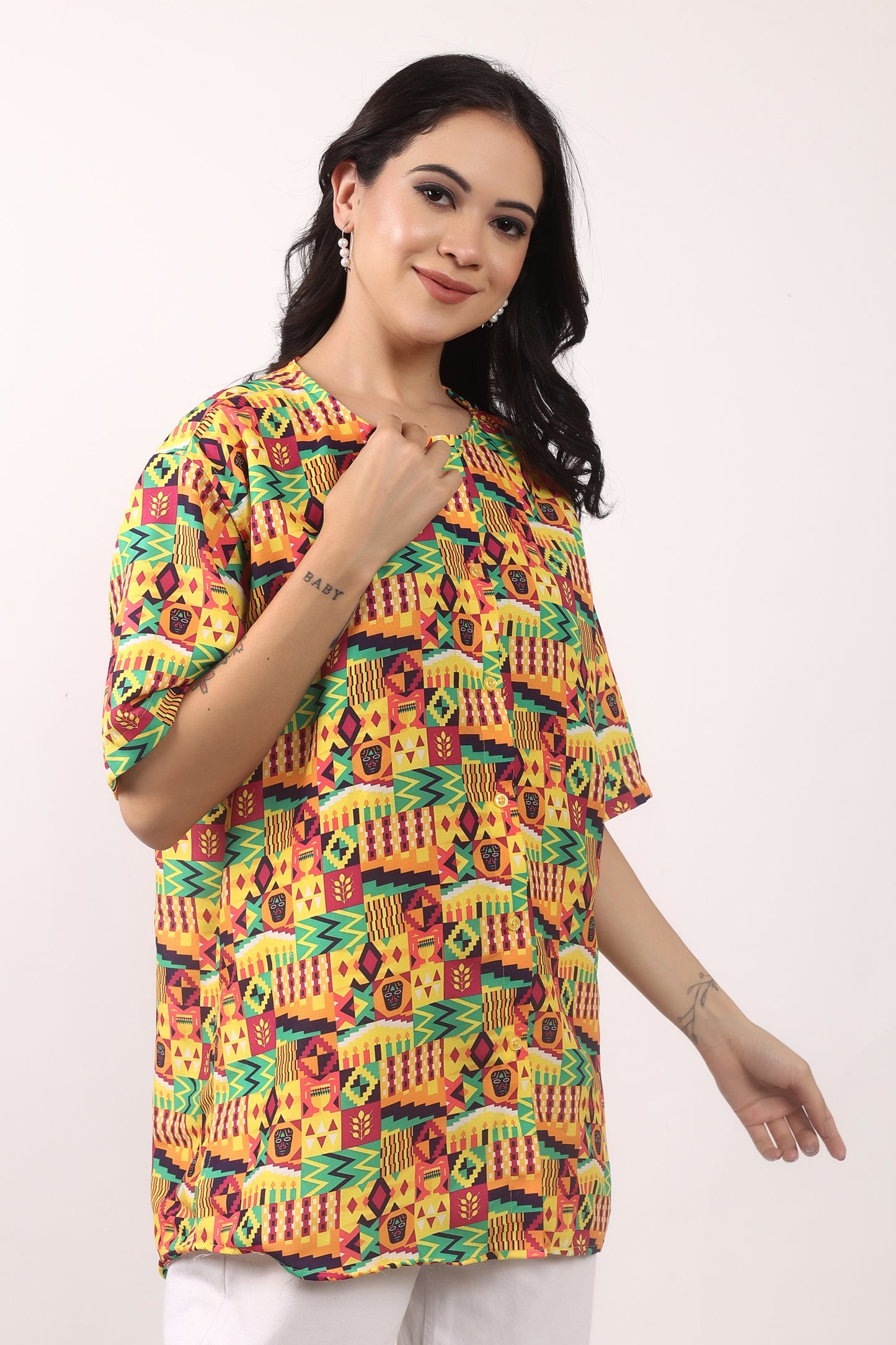Blusa Afrocaribeña de Dama Estampado Afrocaribeño Carnaval