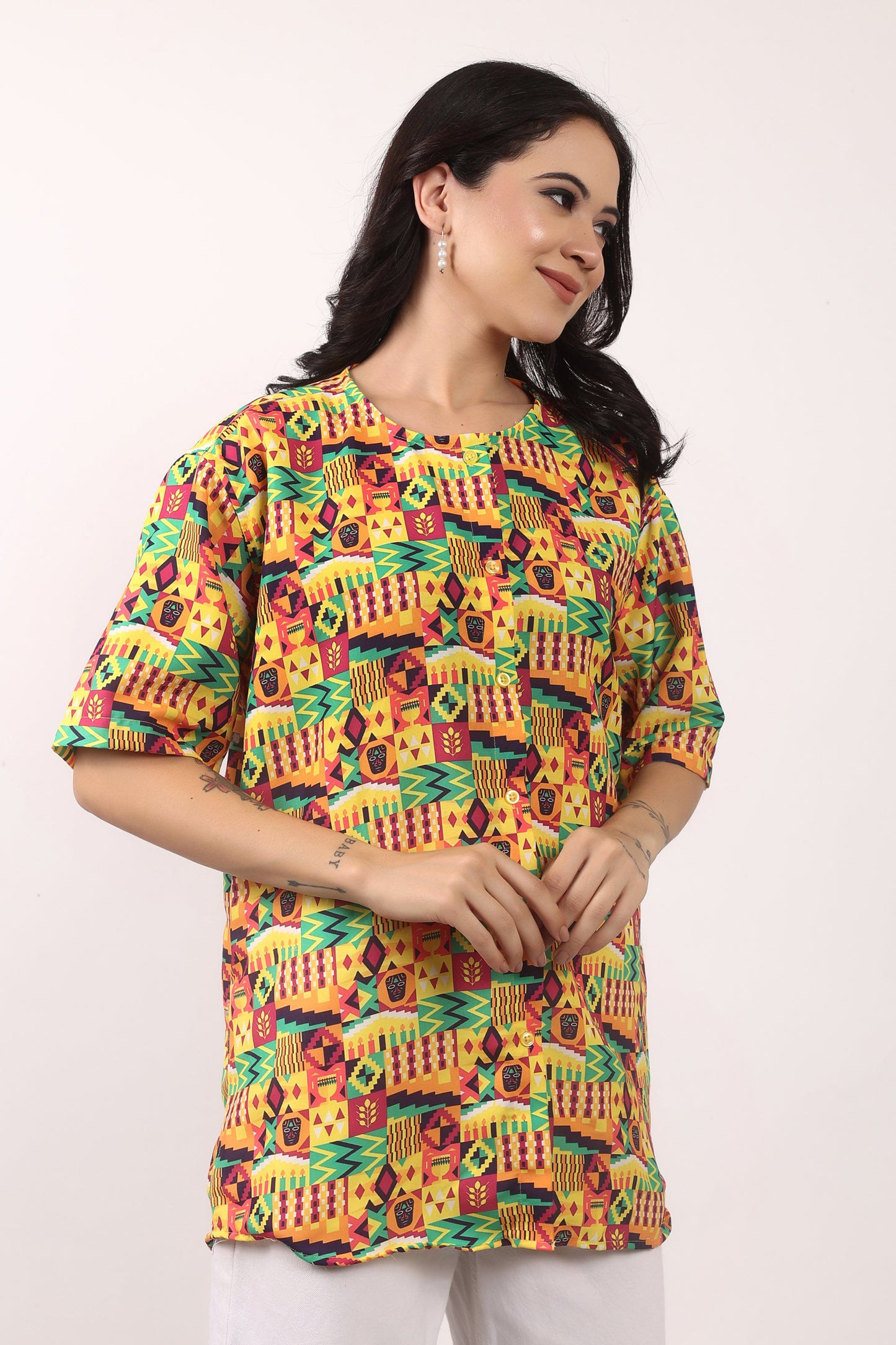 Blusa Afrocaribeña de Dama Estampado Afrocaribeño Carnaval