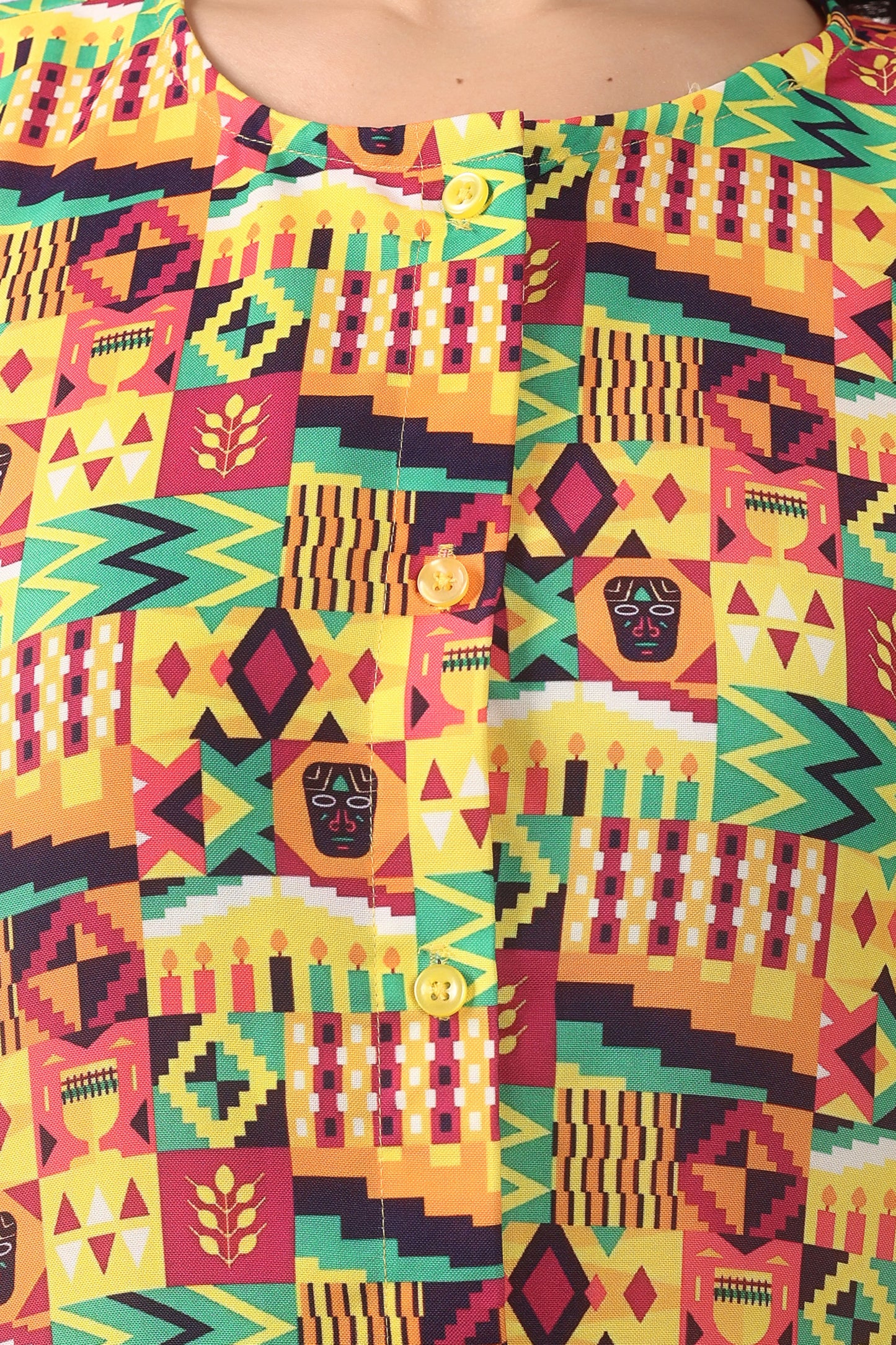 Blusa Afrocaribeña de Dama Estampado Afrocaribeño Carnaval
