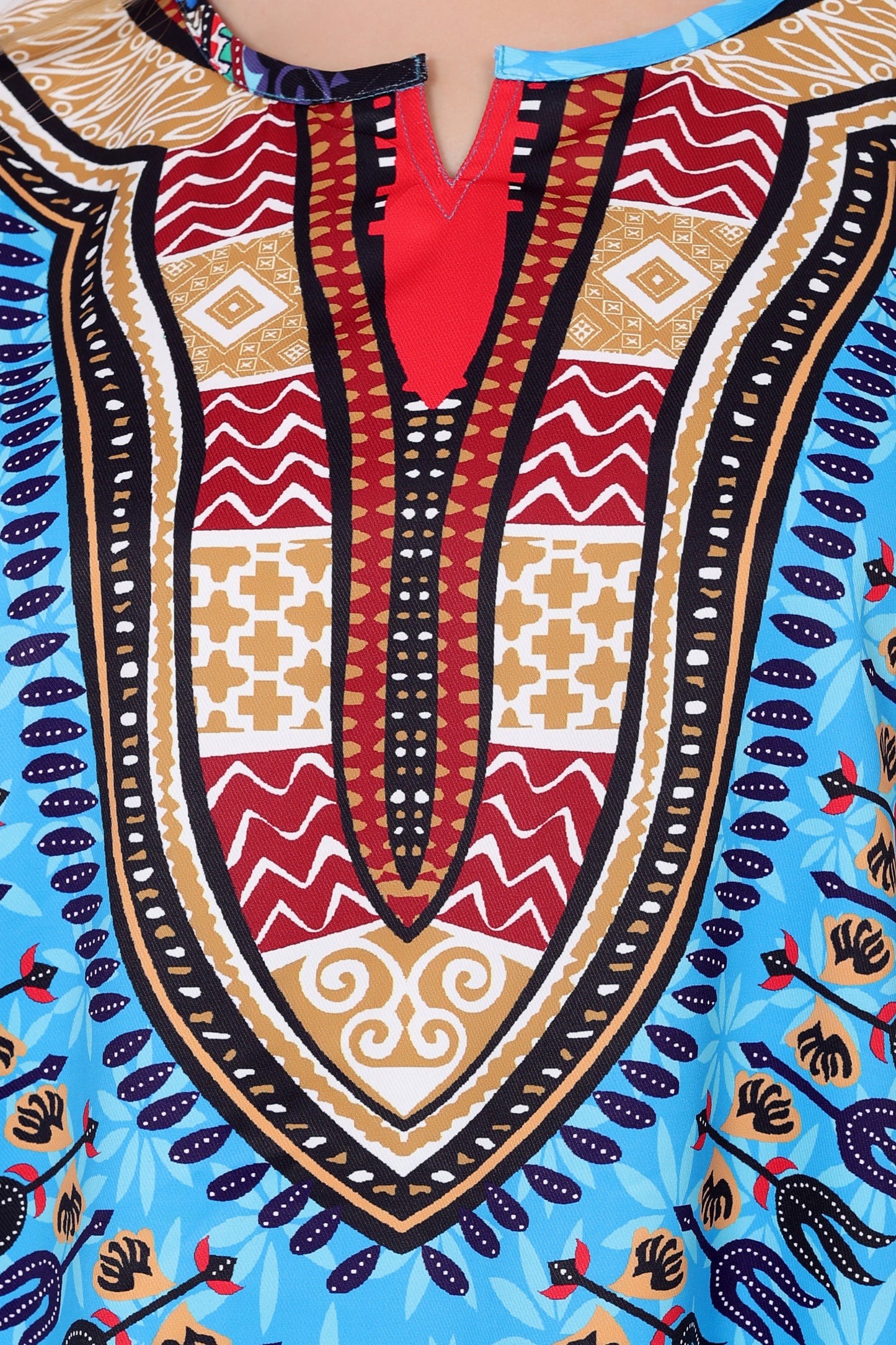 Blusa Afrocaribeña de Dama Estampado Azul