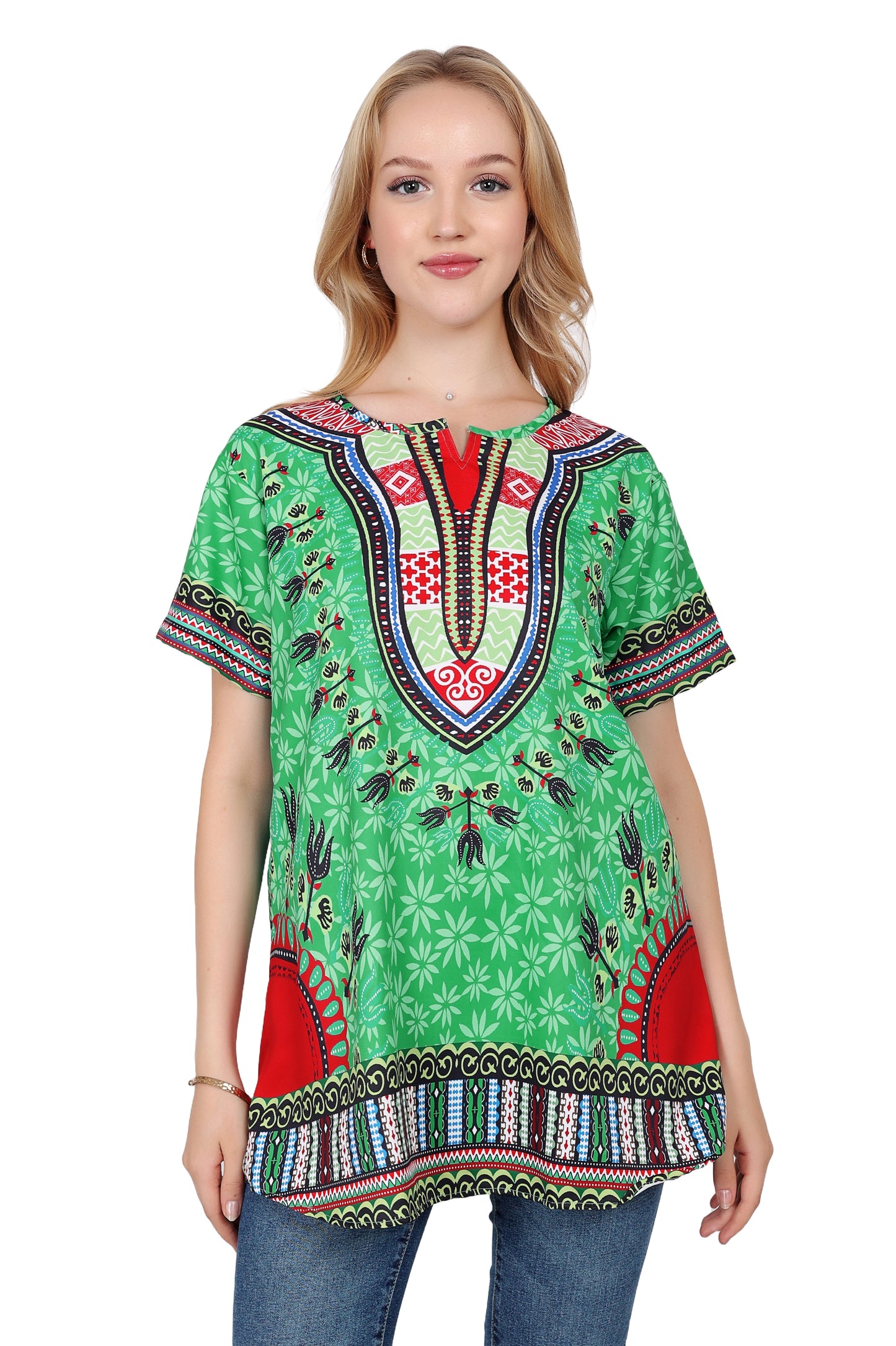 Blusa de Dama Estampado Carnaval Afrocaribeño Verde