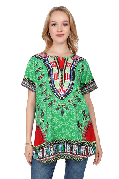 Blusa de Dama Estampado Carnaval Afrocaribeño Verde