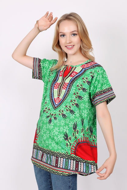 Blusa de Dama Estampado Carnaval Afrocaribeño Verde