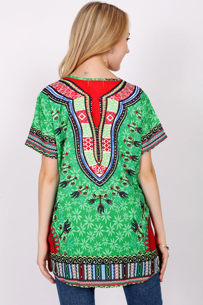 Blusa de Dama Estampado Carnaval Afrocaribeño Verde