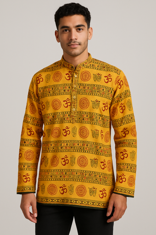 Camisa Kurta de Hombre Estampado Om