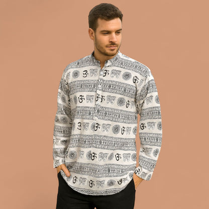 Camisa Kurta de Hombre Estampado Om