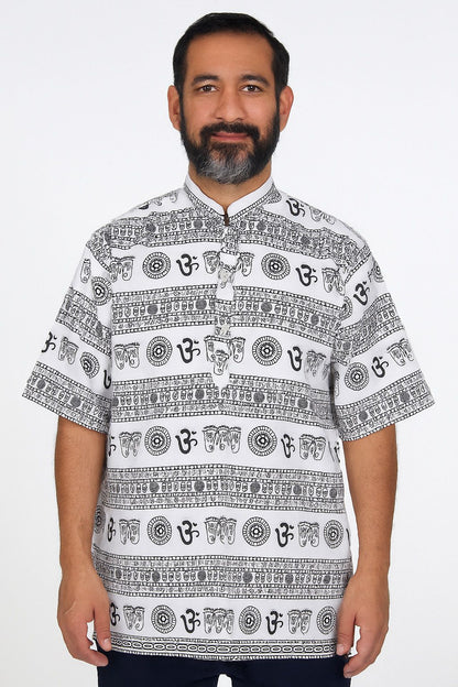 Camisa Kurta de Hombre Estampado Om
