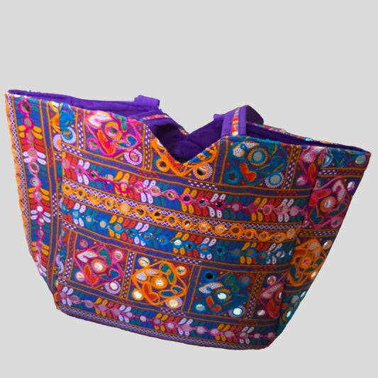 Bolso India Grande con Bordados y Espejos
