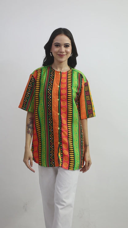 Blusa Afrocaribeña de Dama Estampado Afrocaribeño Carnaval