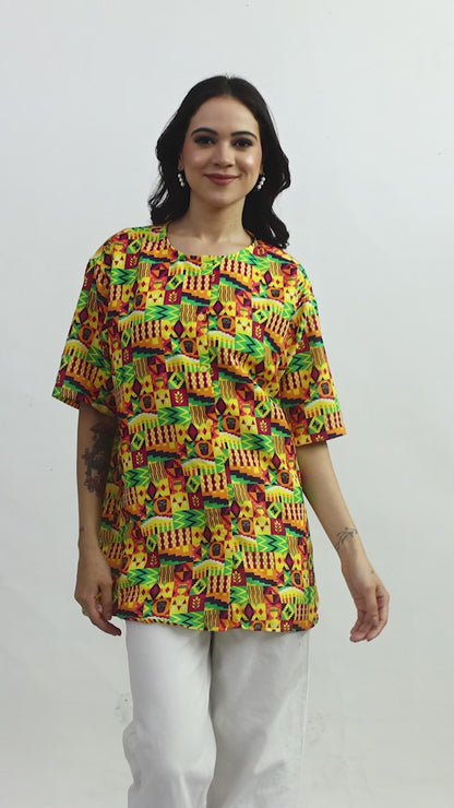 Blusa Afrocaribeña de Dama Estampado Afrocaribeño Carnaval