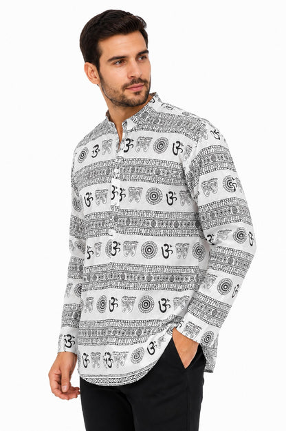 Camisa Kurta de Hombre Estampado Om
