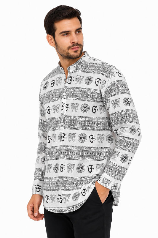 Camisa Kurta de Hombre Estampado Om