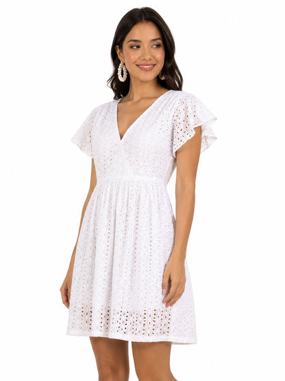 Vestido Blanco Corto de Dama Bordado