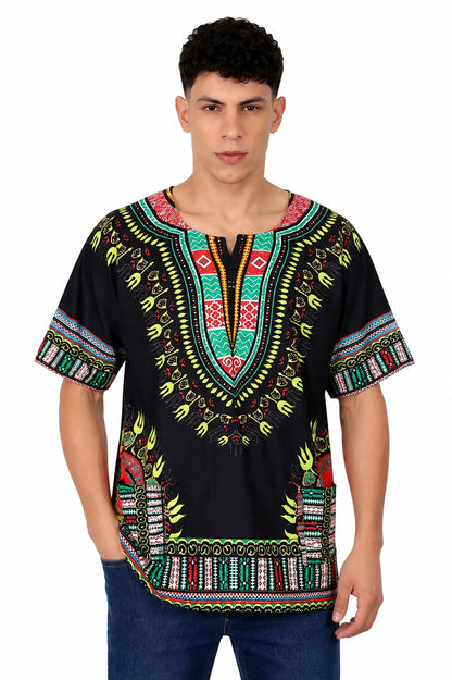 Camisa de Hombre Dashiki Afrocaribeño Estampado Negro