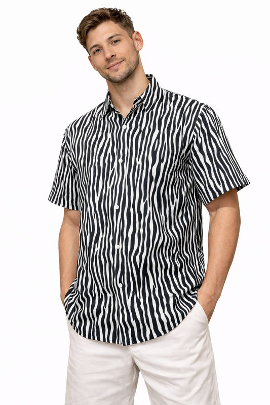 Camisa Estampada de Caballero de Botones estilo Hawaiana
