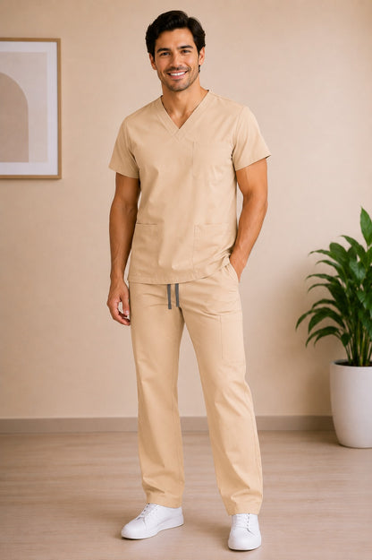 Conjunto uniforme beige (bota recta) unisex