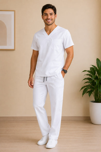 Conjunto uniforme blanco (bota recta) unisex