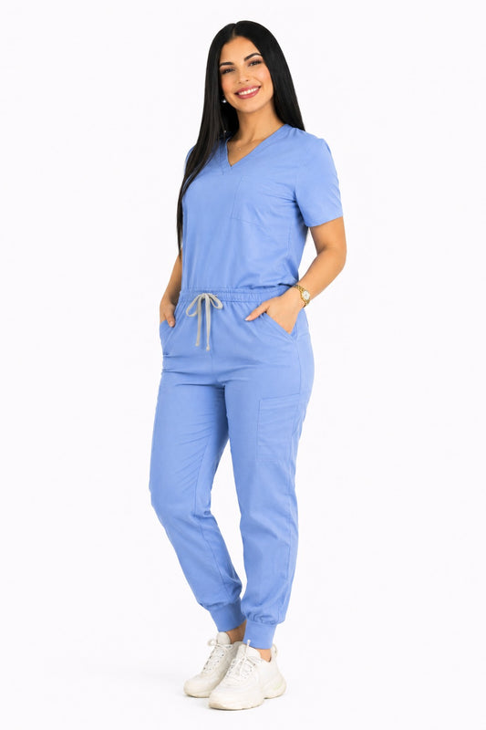 Conjunto uniforme azul celeste (tipo jogger) unisex