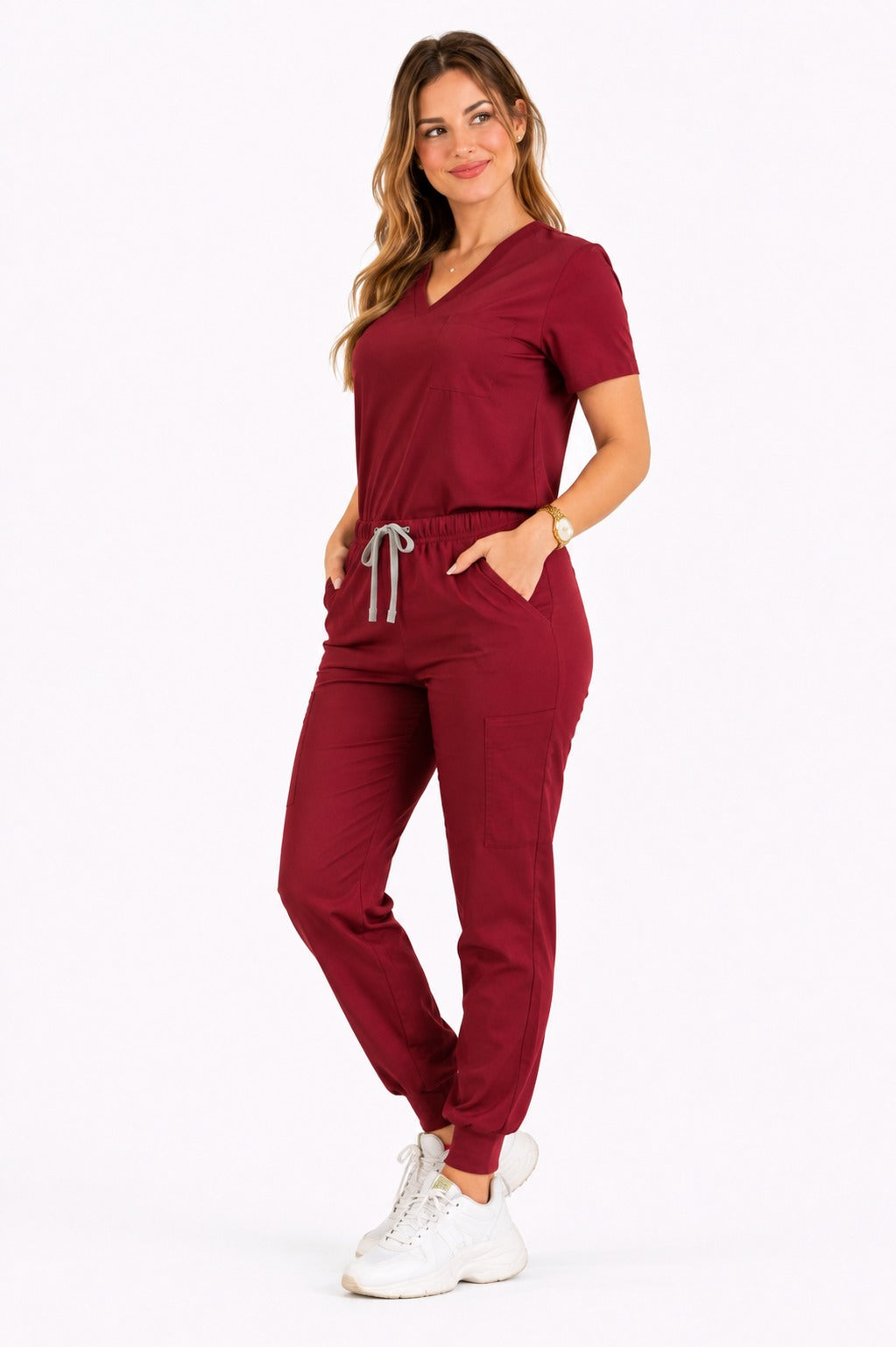 Conjunto uniforme vinotinto (tipo jogger) unisex